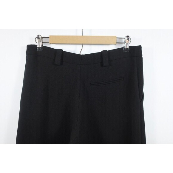 Roland Mouret Black Crepe Wide Leg Pants Wool Silk Lining Cuffed Crop Size 8 10 - Picture 10 of 12